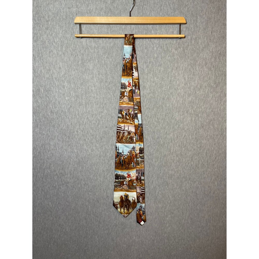 Museum Artifacts "And They're Off!" All Silk Necktie Horse Racing Derby Print